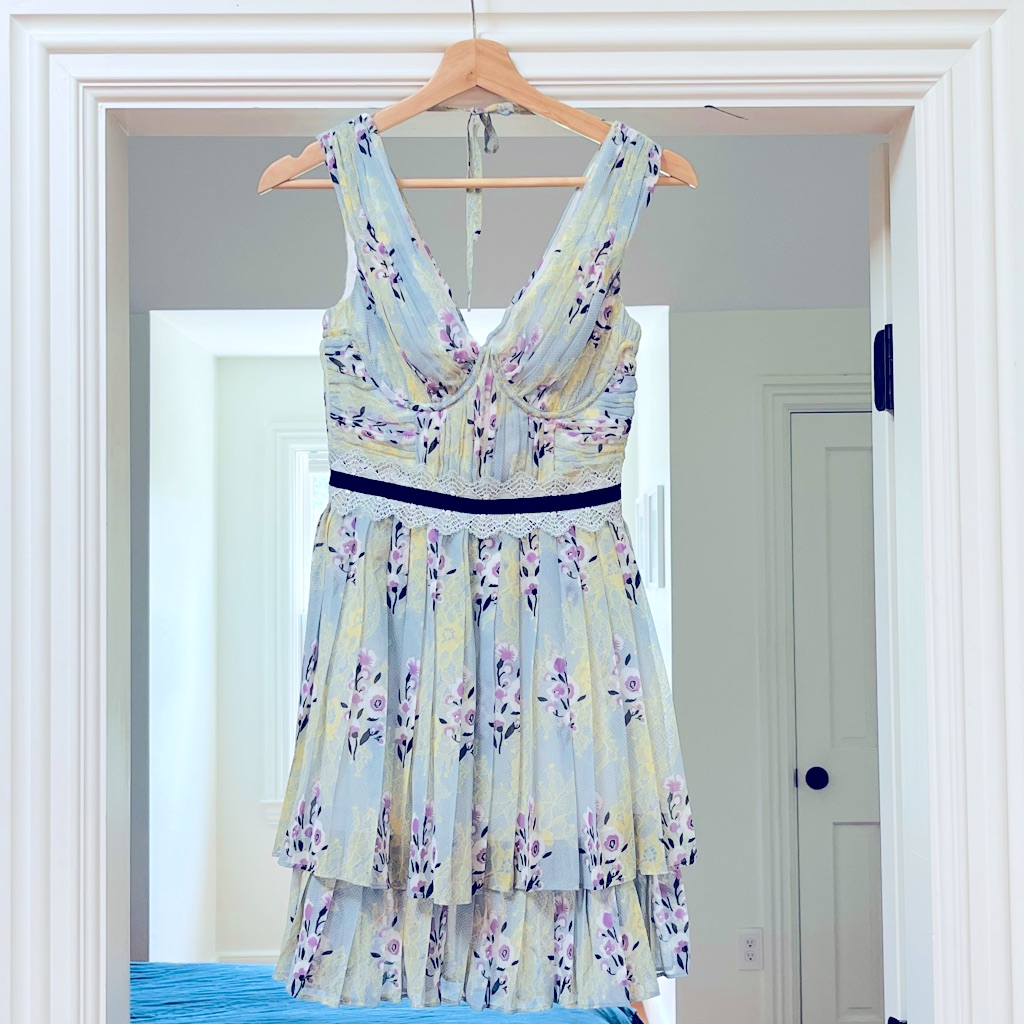 Self-Portrait | Tiered Floral Print Chiffon Mini Dress - Size Us 0/Uk 4